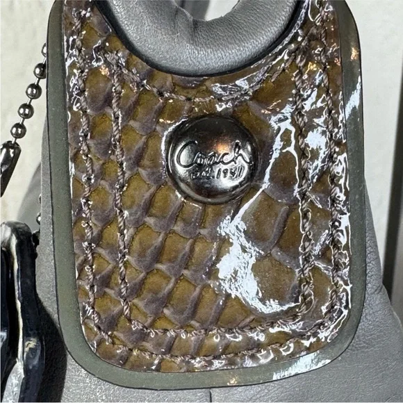 Coach Kristin Spectator Smooth Leather Snake Embossed Hobo Shoulder Bag